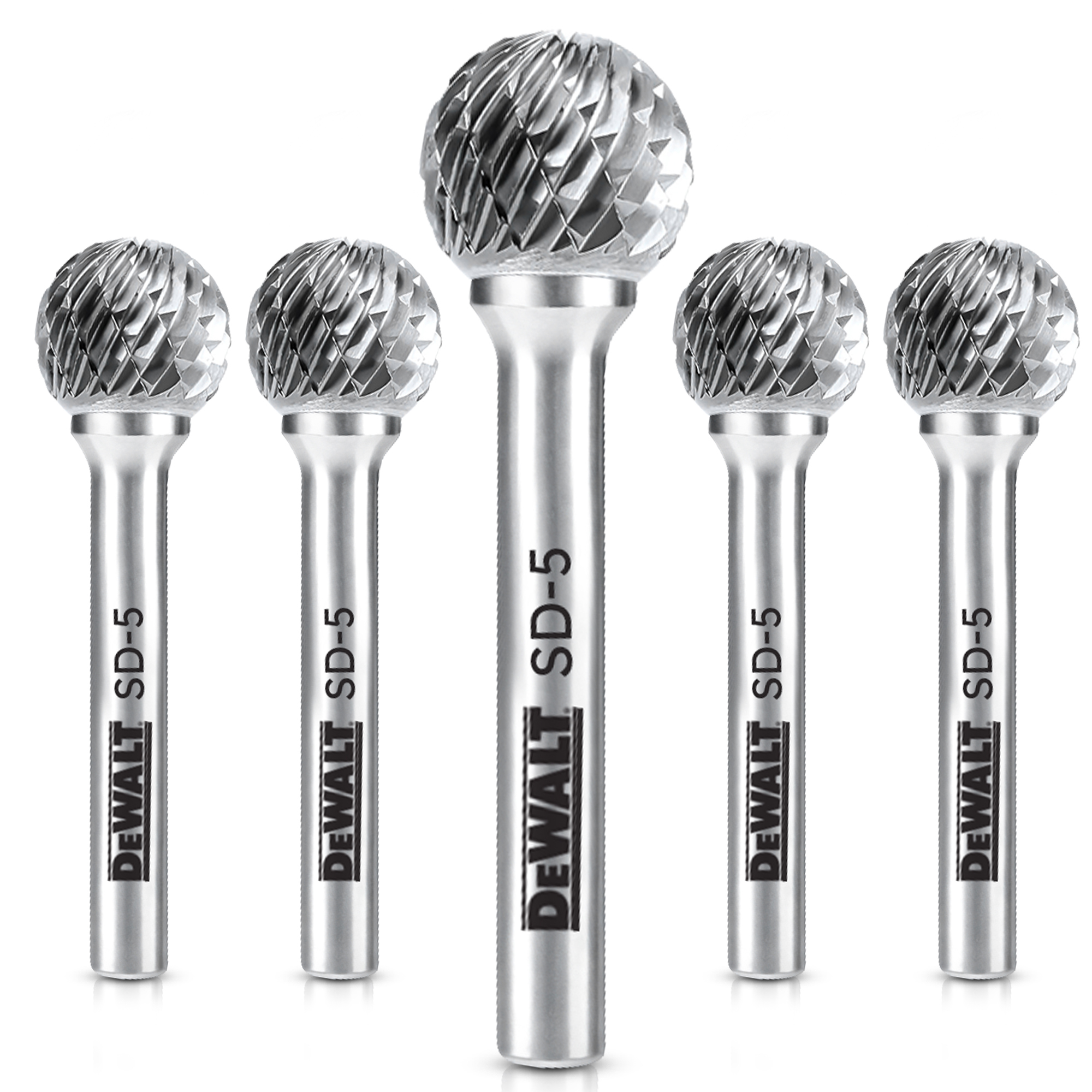 DeWalt Carbide Burr Set — 5-Piece, Double-Cut, Tungsten Carbide, Model# DXCBTJSD5-5